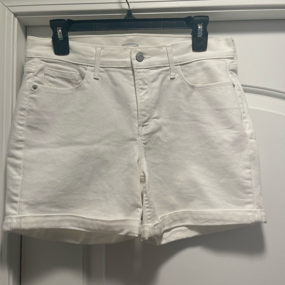 Old Navy, white denim shorts with cuff. Barely worn in great condition. Size 8